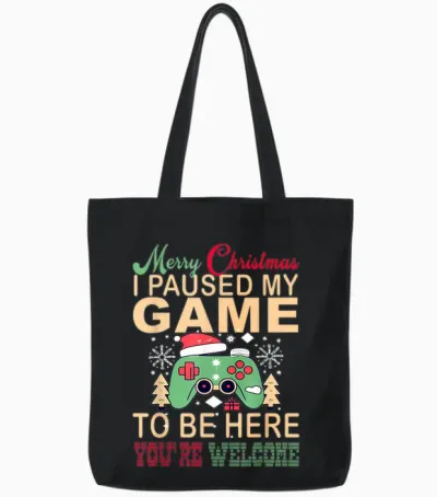 I Paused My Game to Be Here Christmas Tote Bags - Black