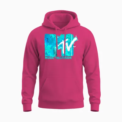Mademark X Mtv - the Official Mtv Logo in Green Blue Liquid Flow Style Unisex Hoodie - Heliconia