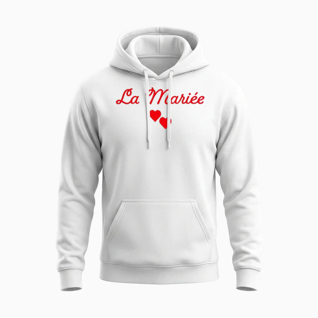 The Bride Evjf - Bride to Be - Wedding Couple T-Shirt, White Unisex Hoodie in White