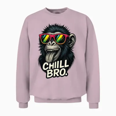 Chill Bro Funny Monkey with Sunglasses Gamer Chiller Fun Unisex Sweatshirt - Light Pink