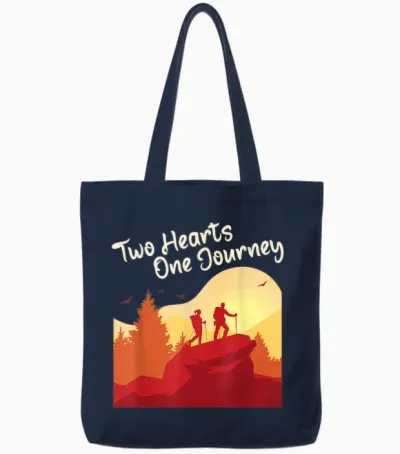 Eine Reise Paar Wandern Hochzeit Valentinstag Tote Bags - Navy