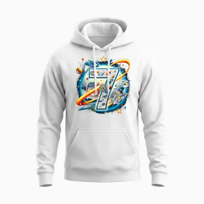 Kids Astronaut 7th Birthday Space Boys 7 Years Spaceship T-Shirt, Black Unisex Hoodie - White