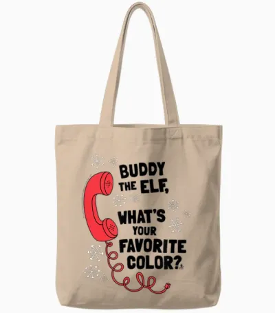 Elf What's Your Favorite Color? Phone Funny Christmas Tote Bags - Natural