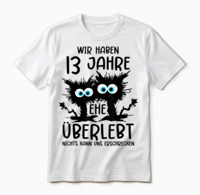 13 Years Married Violet Wedding Anniversary T-Shirt, Gray Unisex T-Shirt - White
