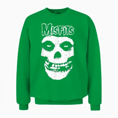 Misfits - Misfit Skull Logo T-Shirt, Black Unisex Sweatshirt - Irish Green