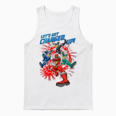 Power Rangers Dino Charge Charged Up Unisex Tank Top - White