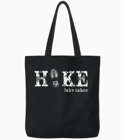 Hike Lake Tahoe Tote Bags - Black