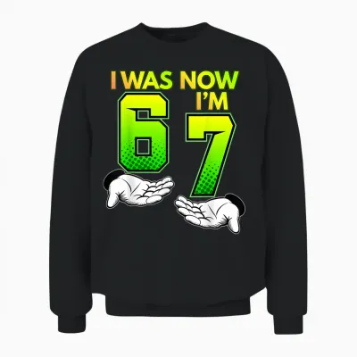 I Was 6, Now I Am 7, Children's T-Shirt, 67, Birthday Unisex Sweatshirt - Black