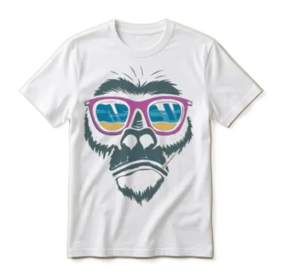 Funny Cool Monkey Unisex T-Shirt - White
