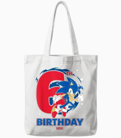 Sonic the Hedgehog Epic Sonic 6th Birthday Big Chest Logo Tote Bags - White
