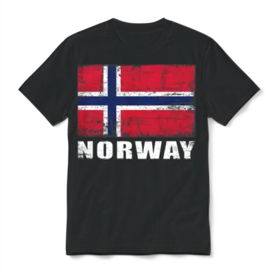 Norway Flag Grunge Country Flag Norway Unisex T-Shirt - Black