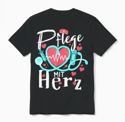 Pflege Mit Herz Pflegekraft Krankenpflege Altenpflege Unisex T-Shirt - Black