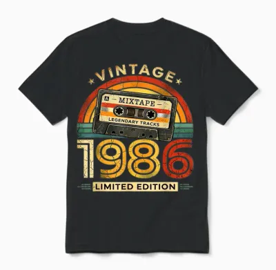 40 Geburtstag Mann Retro Vintage Limited Edition Deko Lustig Unisex T-Shirt - Black