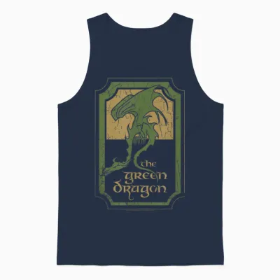 Lord of the Rings Green Dragon Tavern T-Shirt Small Unisex Tank Top - Navy