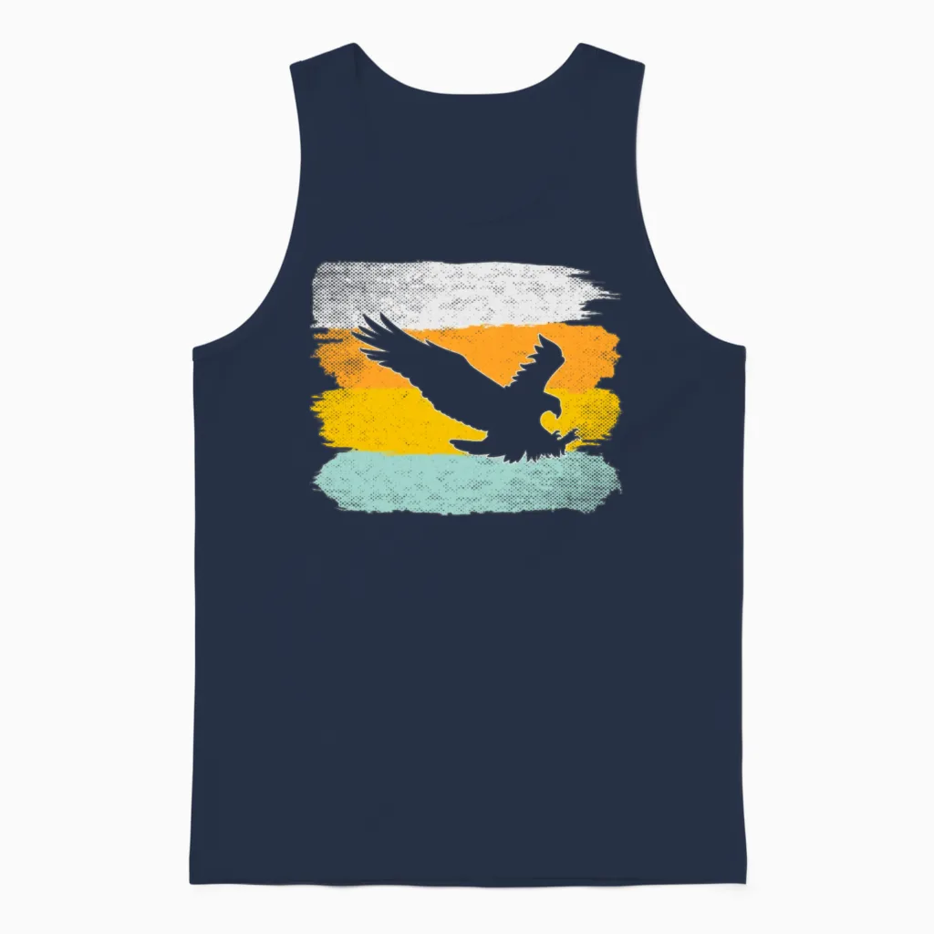Eagle Retro Wildlife Unisex Tank Top in Navy