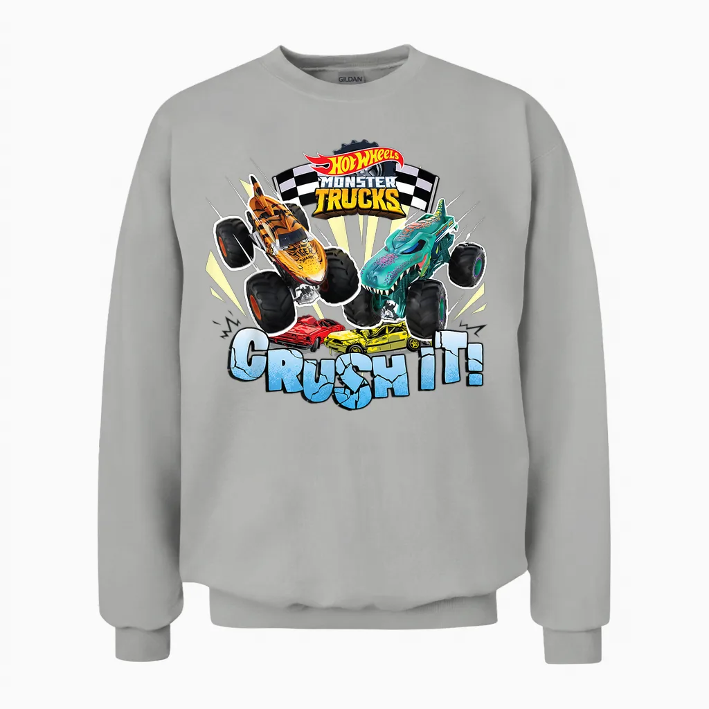 Hot Wheels Monster Trucks - Crush It Unisex Sweatshirt in Ash