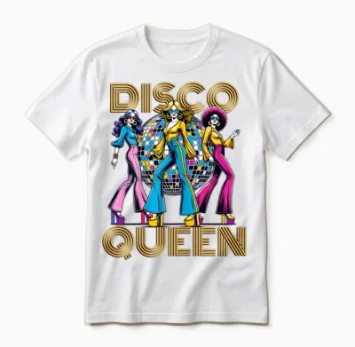 Disco Queen Retro Vintage Dancing 70s 80s 90s Disco T-Shirt, Black, Female X-Small Unisex T-Shirt - White