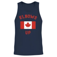 Elbows Up Canada Vintage Anti Trump Tarriff Slogan Unisex Tank Top - Navy – 2