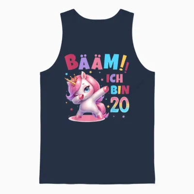 20th Birthday Woman 20 Years Unicorn Party Outfit Unicorn T-Shirt, Black Unisex Tank Top - Navy