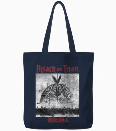 Attack on Titan Season 4 the Rumbling T-Shirt, Black Tote Bags - Navy