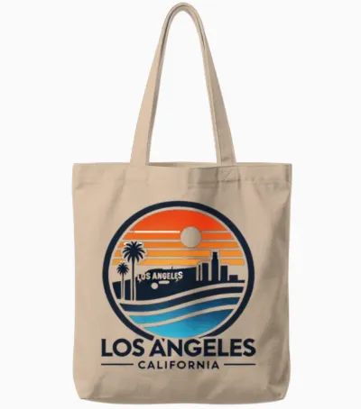 Los Angeles Retro Tote Bags - Natural