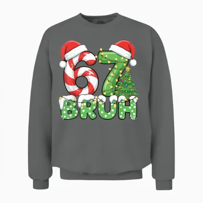 Six Seven 67 Funny Santa Bruh Christmas Meme Unisex Sweatshirt - Graphite Heather