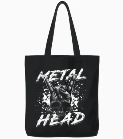 Metal Head - Metal Tote Bags - Black