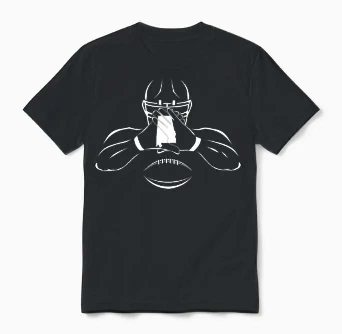 Alabama Football Crossed Gloves Unisex T-Shirt in Black