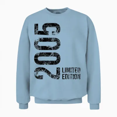 18th Birthday Boy Girl 18 Years 2005 Gift T-Shirt, White Unisex Sweatshirt - Light Blue