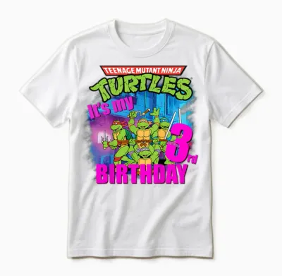 Mademark X Teenage Mutant Ninja Turtles - Kids Original Teenage Mutant Ninja Turtles 3rd Third Birthday Unisex T-Shirt - White