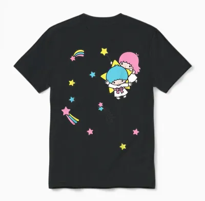 Little Twin Stars Rainbow Stars Unisex T-Shirt - Black