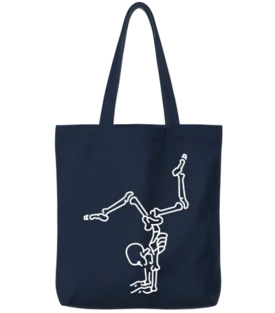 Dancing Skeleton Retro Tote Bags - Navy