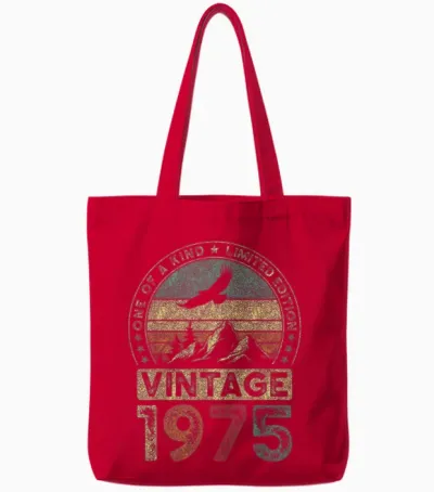 Vintage 1975, Limitierte Auflage, 51. Geburtstag, 51 Jahre Tote Bags - Red