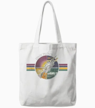 Pink Floyd Welcome to the Machine T-Shirt, Black, S Tote Bags - White