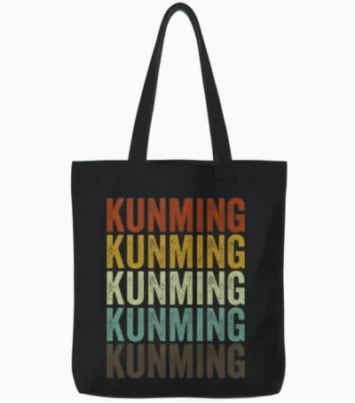 Kunming China Retro Vintage Tote Bags - Black