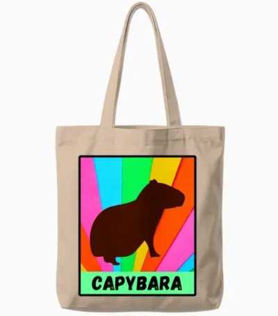 Retro Rodent Funny Capybara Tote Bags - Natural