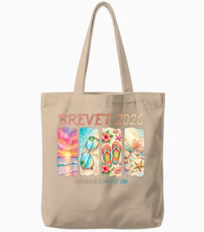 Brevet 2026 Vacances Plages Mode on Félicitation Mention Tote Bags - Natural