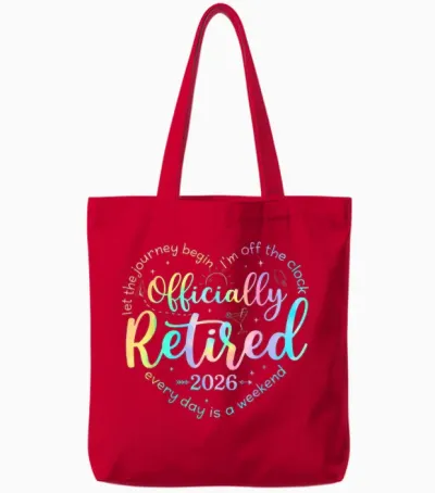 Retro Officially Retired 2026 Heart Funny Retirement Women Tote Bags - Red