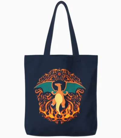 Pokémon - Charizard Fire Type Flames Generation 1 Tote Bags - Navy