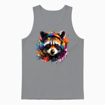 Waschbär Musik Kopfhörer Bunt I Waschbär Mit Kopfhörer Unisex Tank Top - Sport Grey
