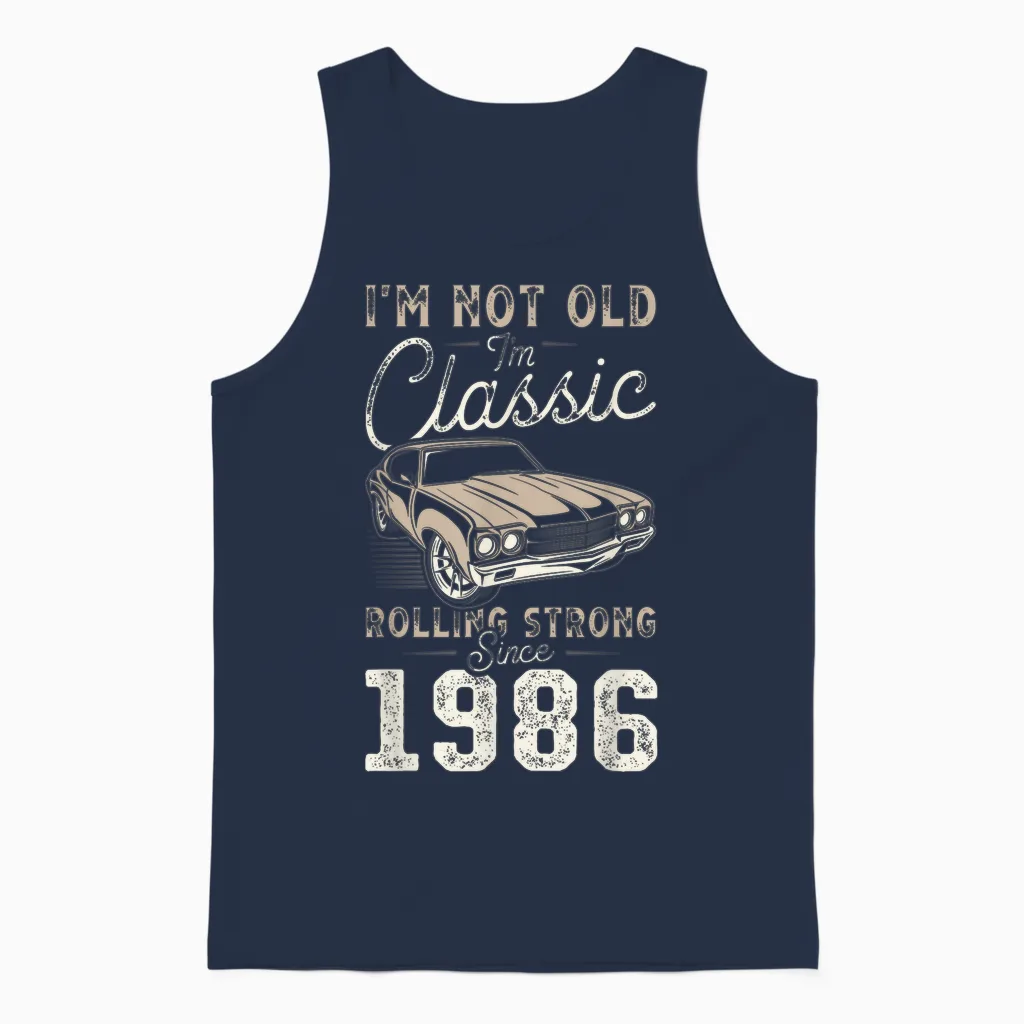 Voiture Classique Née En 1986 40e Anniversaire Unisex Tank Top in Navy