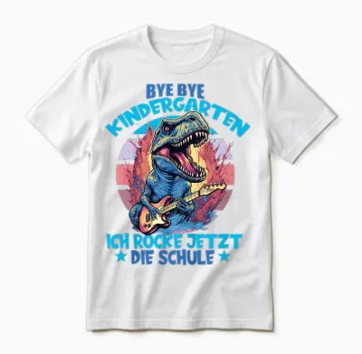 Bye Bye Kindergarten Mit Dino Für Schulkind Zum Schulanfang Unisex T-Shirt - White