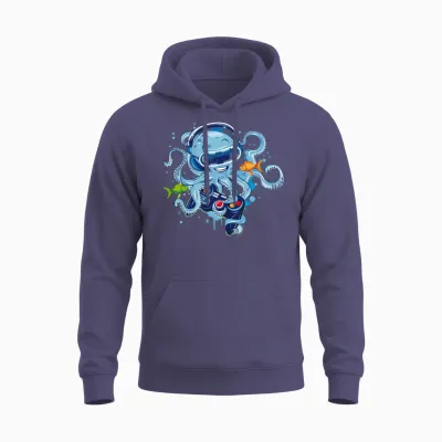 Octopus with Gamepad and Vr Goggles Unisex Hoodie - Heather Sport Dark Navy