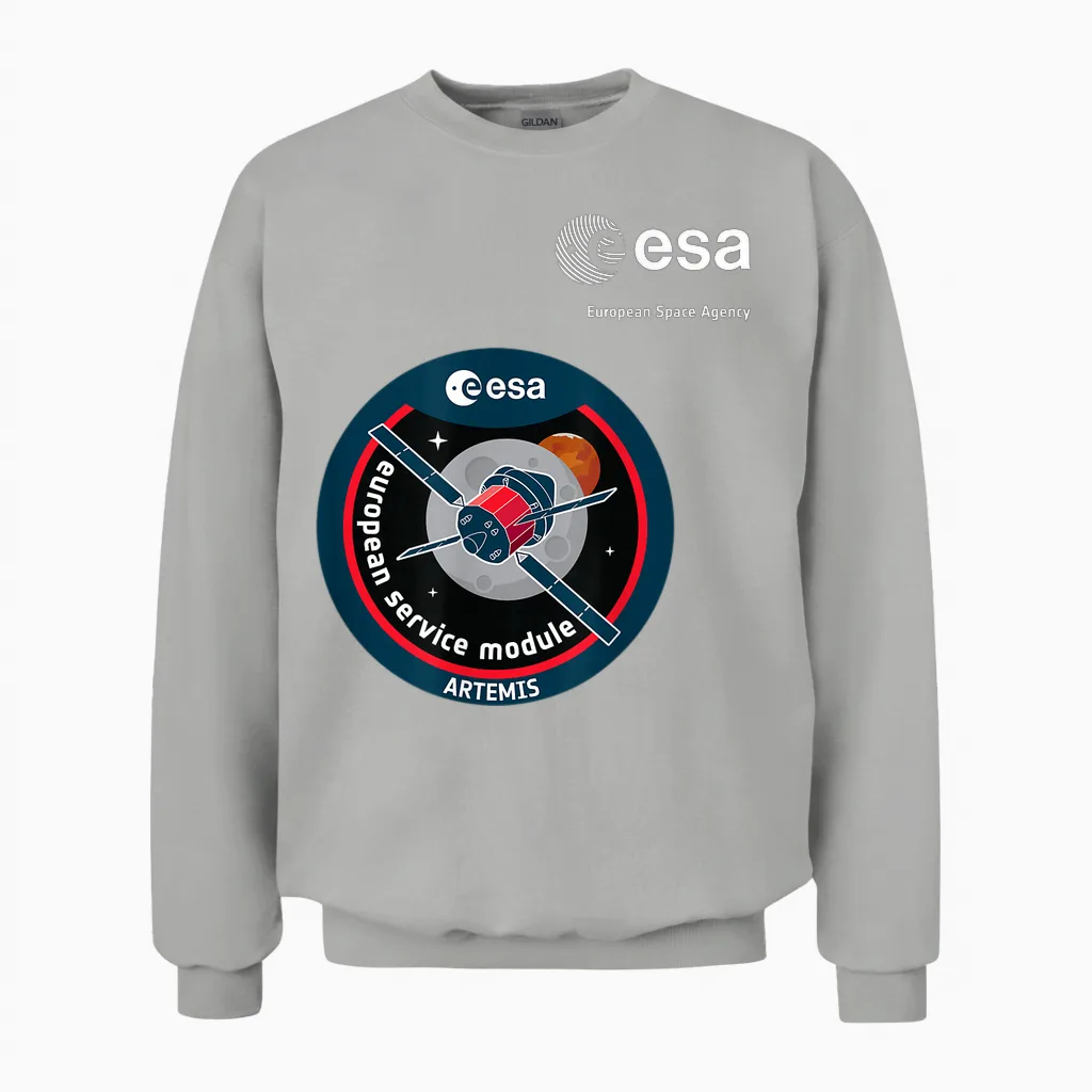 Esa European Space Agency Mission Esm Artemis Patch Unisex Sweatshirt in Ash