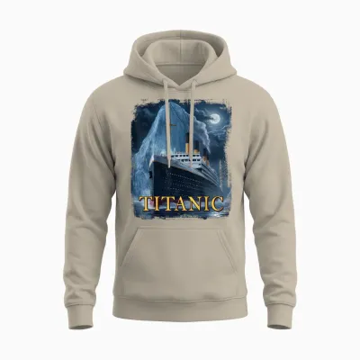 Titanic Cruise Ship Graphic Hit Iceberg April 15th 1912 T-Shirt, Small, Black Unisex Hoodie - Sand