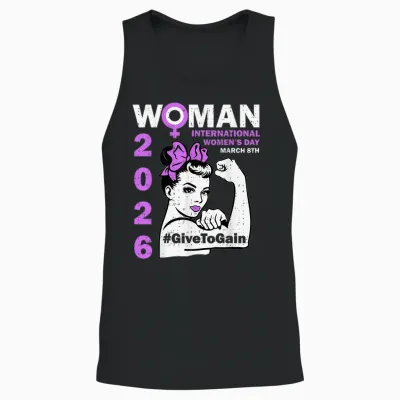 International Women's Day 8 March Give to Gain Empowering Unisex Tank Top - Black