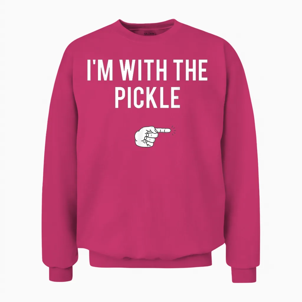 I'm with the Pickle Halloween Costume Party Matching Pickle Unisex Sweatshirt in Heliconia