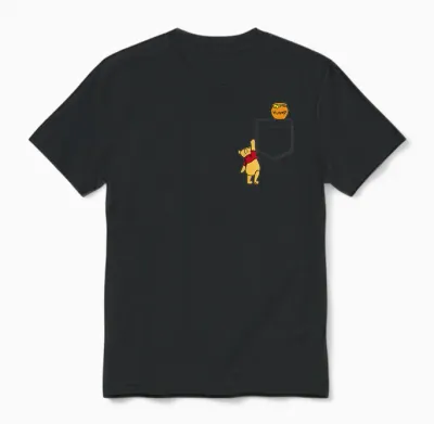 Disney Winnie the Pooh Reaching for Pocket Honey V2 T-Shirt, White Unisex T-Shirt - Black