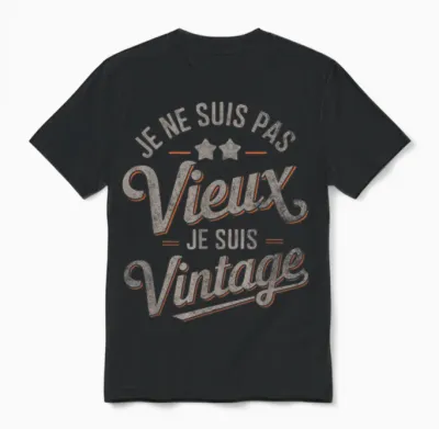 Je Ne Suis Pas Vieux Je Suis Vintage Gift Man T-Shirt, Black, S Unisex T-Shirt - Black