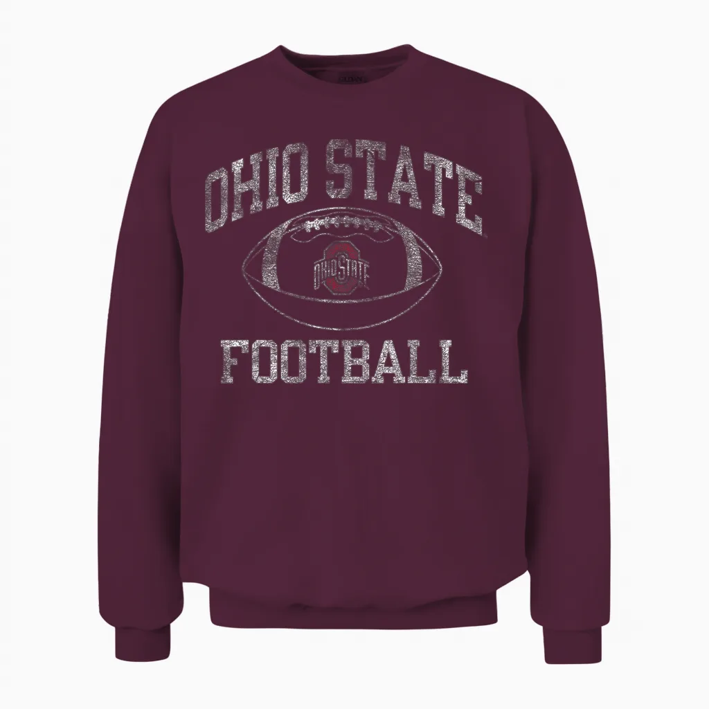 Ohio State Buckeyes Football Intensity Black Unisex Sweatshirt in Maroon